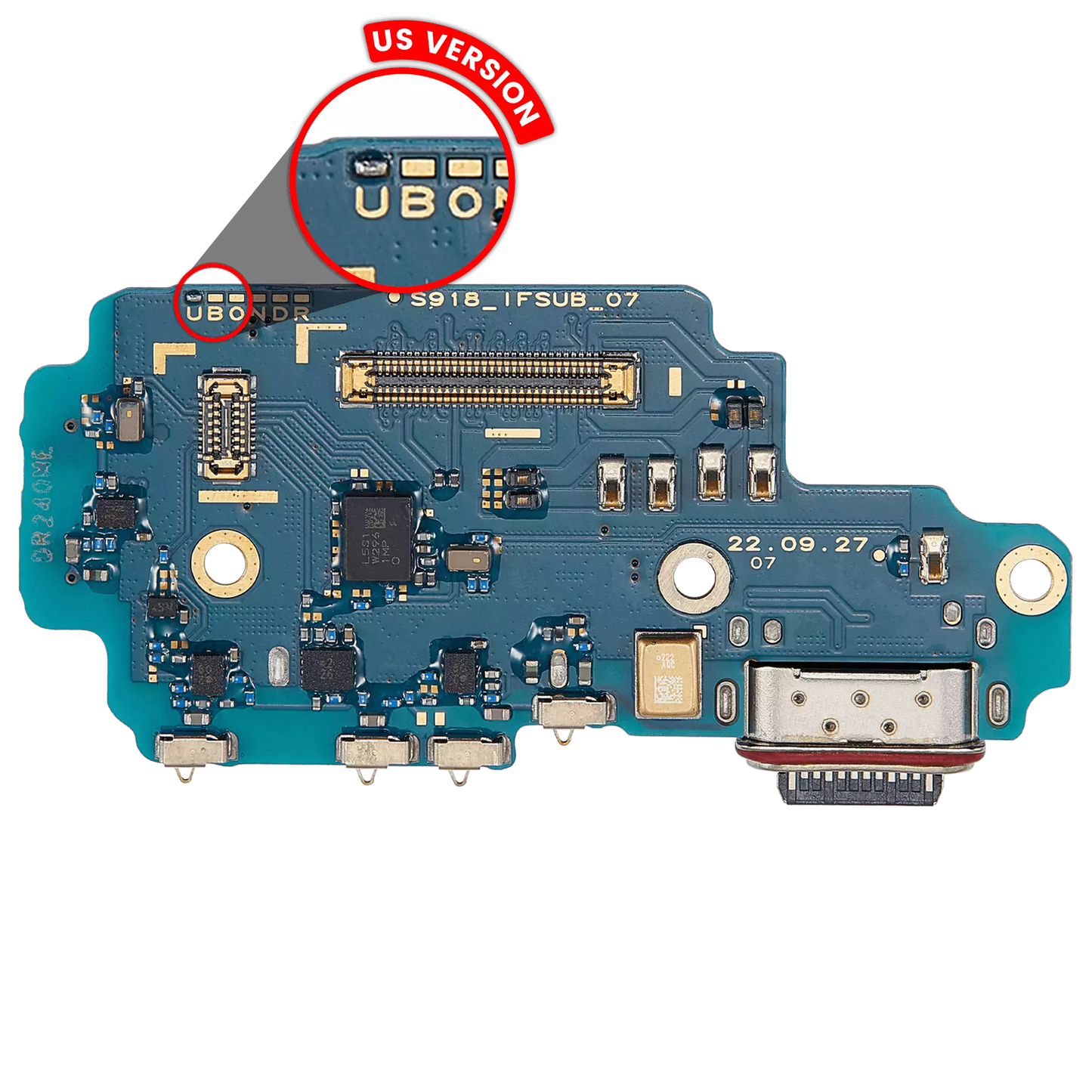Data Connector(Charging Port) Samsung Galaxy S23 Ultra Used OEM Grade A Reclaim(A) Phantom Black
