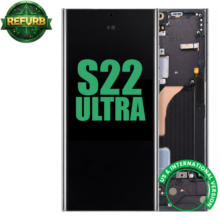 Display with frame (LCD/OLED/LCM/Screen)(US & International Version) For Samsung Galaxy S22 Ultra