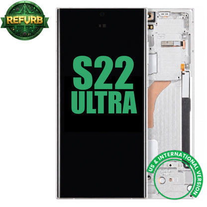Display with frame (LCD/OLED/LCM/Screen)(US & International Version) For Samsung Galaxy S22 Ultra