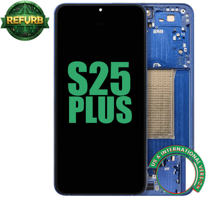 Display with frame (LCD/OLED/LCM/Screen) (US & International Version) For Samsung Galaxy S25 Plus Navy