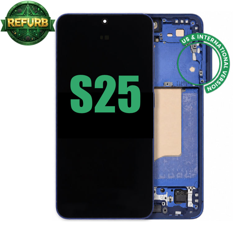 Display with frame (LCD/OLED/LCM/Screen) For Samsung Galaxy S25 Navy